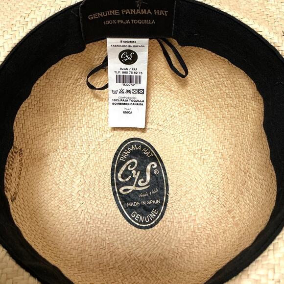 Costa y Soler Authentic Panama Straw Handmade Hat Round Crown 3.5” Brim SZ 7/M - Picture 4 of 5